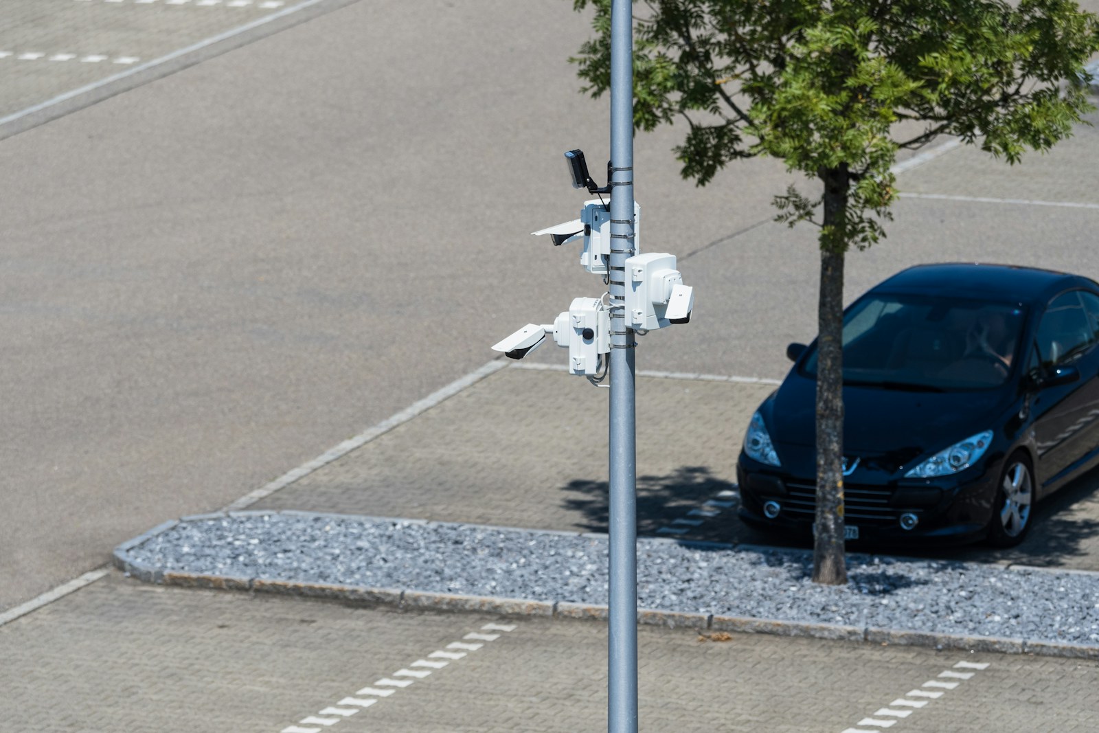 Otoparkı izleyen güvenlik kameraları